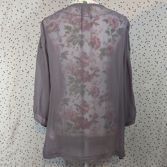 Cream Purple Sheer Top - Size 42 CA (US size 12) - Picture 6 of 7